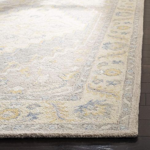 سجادة عداء من مجموعة Safavieh Micro-Loop - 2'3" x 7'، بيج ورمادي، صوف مصنوع يدويًا، مثالية للمناطق ذات حركة المرور العالية في غرفة المعيشة وغرفة النوم (MLP602B) in Saudi Arabia