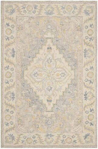 سجادة عداء من مجموعة Safavieh Micro-Loop - 2'3" x 7'، بيج ورمادي، صوف مصنوع يدويًا، مثالية للمناطق ذات حركة المرور العالية في غرفة المعيشة وغرفة النوم (MLP602B) in Saudi Arabia