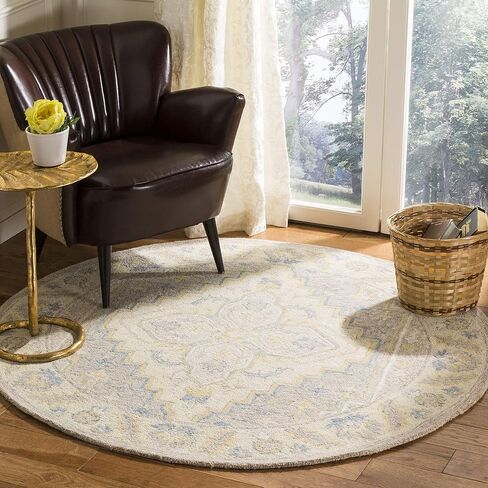 سجادة عداء من مجموعة Safavieh Micro-Loop - 2'3" x 7'، بيج ورمادي، صوف مصنوع يدويًا، مثالية للمناطق ذات حركة المرور العالية في غرفة المعيشة وغرفة النوم (MLP602B) in Saudi Arabia