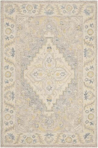 سجادة عداء من مجموعة Safavieh Micro-Loop - 2'3" x 7'، بيج ورمادي، صوف مصنوع يدويًا، مثالية للمناطق ذات حركة المرور العالية في غرفة المعيشة وغرفة النوم (MLP602B) in Saudi Arabia