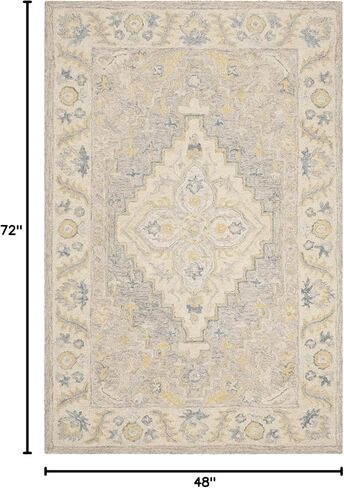 سجادة عداء من مجموعة Safavieh Micro-Loop - 2'3" x 7'، بيج ورمادي، صوف مصنوع يدويًا، مثالية للمناطق ذات حركة المرور العالية في غرفة المعيشة وغرفة النوم (MLP602B) in Saudi Arabia