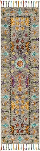 سجادة SAFAVIEH Blossom Collection مقاس 2'3" x 10' رمادي/متعدد BLM453A مصنوعة يدويًا بشرابة من الصوف الفاخر in Saudi Arabia