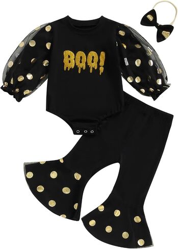 FIOMVA 3Pcs Newborn Infant Baby Girl Boy Thanksgiving Outfits Turkey Romper Onesie+Long Pants +Bow Headband Set in Saudi Arabia