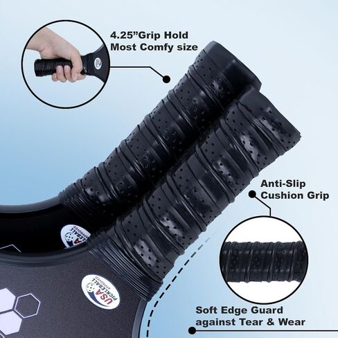 Pickleball Paddles,USAPA Approved Pickleball Paddles Set of 2 Pickleball Balls and Pickleball Carry Bag&4 Pickleball Balls，Fiberglass Pickle Ball Rackets 2 Pack in Saudi Arabia