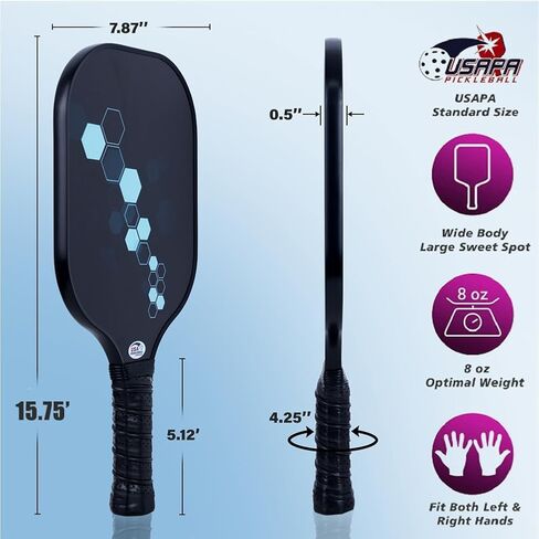 Pickleball Paddles,USAPA Approved Pickleball Paddles Set of 2 Pickleball Balls and Pickleball Carry Bag&4 Pickleball Balls，Fiberglass Pickle Ball Rackets 2 Pack in Saudi Arabia