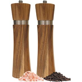 هزازات الملح والفلفل، هزازات الملح والفلفل الخشبية، مجموعة مطحنة الملح والفلفل الخشبية، مطحنة فلفل خشبية مصنوعة من البلوط، إعادة تعبئة مطحنة الملح للمطبخ، التوابل، مطحنة الملح والفلفل من 2 in Kuwait
