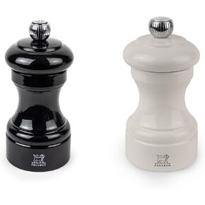 Peugeot Bistro Pepper and Salt Mill Set, Eggplant and Saffron Yellow, 10cm - 4in.