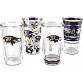 Tervis NFL Baltimore Ravens - Assorted Made in USA Double Walled Insulated Tumbler Travel Cup Keeps Drinks Cold & Hot, 16oz 4pk, Classic