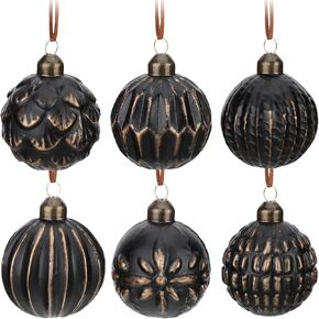 Kathfly 12 Pcs Farmhouse Ball Ornaments Distressed Metal Glass Ball Vintage Style Christmas Balls Retro Christmas Ornaments Glass Ornaments for Christmas Tree (White)