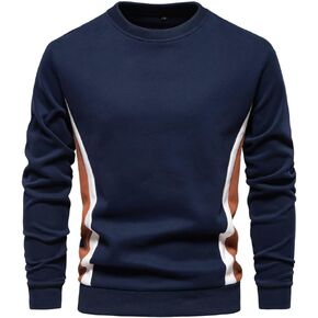 Men's Crewneck Sweatshirts Long Sleeve Casual Patchwork Lightweight Pullover Sweatshirt for Men