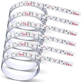 6 Pieces Self Adhesive Measuring Tape Adhesive Backed Double Scale Measuring Tape Ruler Self-Adhesive Stick Tape Measures for Work Woodworking Workbench Saw Drafting Table (78 Inch,White)