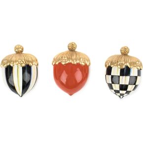 MACKENZIE-CHILDS Decorative Acorns, Resin Acorn Fall Decor for Kitchen and Home, Set of 2, Black-and-White Courtly Check and Stripe in Saudi Arabia