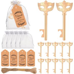 YKLIGTN 24Pieces Mask Design Bottle Openers for Masquerade Mask Party, Wedding Favors，Bridal Shower Party Decorations,Baby Shower /Birthday Souvenirs or Gifts for Guests Bulk with Gift Bags