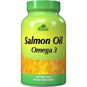 ALFA VITAMINS - Salmon Oil 100 Softgels - Fish Oil - EPA - Dha - Essential Fatty Acids - 100 softgels