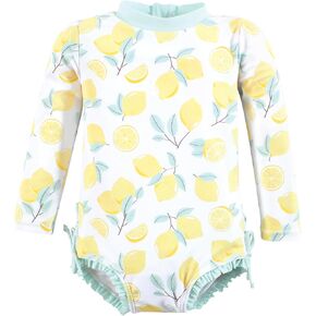 Hudson Baby Baby Girl's Rashguard Toddler Swimsuit, Mint Lemons, 18-24 Months