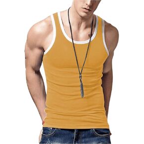 Men's Sleeveless Color Block Tank Tops Crewneck Muscle T Shirt Gym Workout Vest Tops