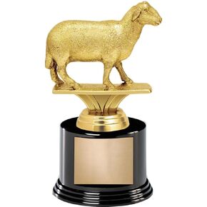 6.5" Sheep Award On Round Trophy Base