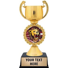 Crown Awards Personalized Mascot Trophy, 7.25" Gold Cup Lion Mascot Trophies with Free Custom Engraving Prime