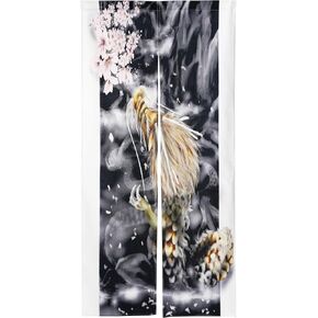 next.design Noren Japanese Style Doorway Curtain with a Picture of Dragon and Sakura Printed on it (pattern1)