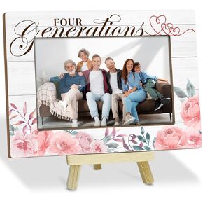 Four Generations Picture Frames Picture Gifts for Grandparents Family Photo Frames with Wood Stand for Tabletop Display Wood Picture Frames Table Desk Decor for Home Livingroom Bedroom - YT42