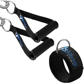 Cable Machine Attachments Handles and Ankle Strap Set - Gym and Home Gym Accessories