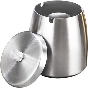 Ash tray Outdoors Indoors,Smokeless Ashtray with Lid for Cigarettes Outside Patio Indoor Decor,Modern Tabletop Ashtrays Windproof for Home Office Patio Balcony-Small
