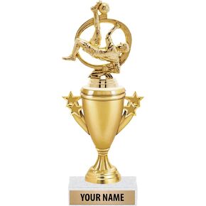 Soccer Champ Male Trophies - Gold - Soccer Trophy Award - Custom Engraving On White Marble Base Prime