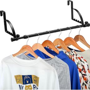 The Door Hooks Hanger Adjustable Closet Door Hanger Purses Over The Door Hanging Rack Multi Hanging Storage Hanger with Telescopic Pole for Bedroom Washroom Office Clothes Towels Hats
