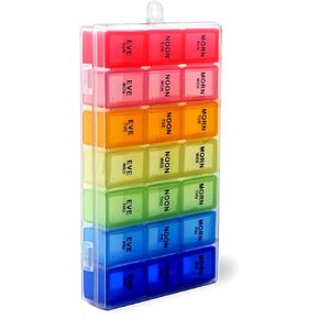 Pill Organizer Box with Snap Lids (7-day AM/PM) - Pill Box 6018