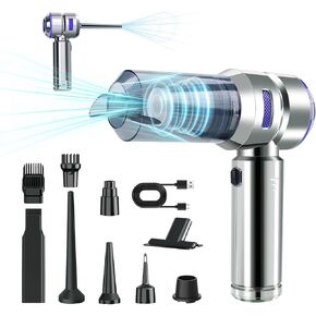 Handheld Car Vacuum Cleaner,21000Pa Vacuum Cleaner with Multi-Nozzles,4 in 1 Mini Vacuum Portable Cordless,100W High Power Wet Car Vacuum Cleaner & Air Duster for Car,Home,Office,Kitchen(Blue)
