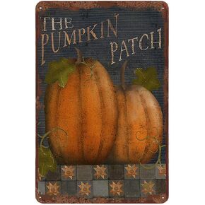 Krouterebs The Pumpkin Patch Fall Vintage Metal Signs Wall Decor Coffee Shop Plate Iron Painting Retro Novelty Christmas Bar Pub Kitchen Tin Sign 8x6 Inch