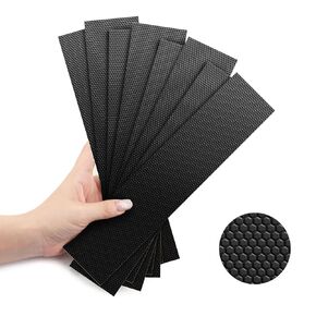 Rubber Grip Tape Strips, 10" x 2" Ultra-Thin Strong Adhesive Non-Slip Strips for Indoor & Outdoor Use - Customizable, Versatile, and Comfortable Anti-Slip Solution (Black, 8 PCS)