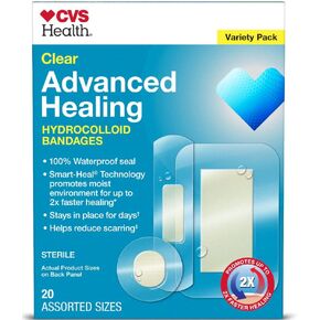 CVS Health Clear Advanced Healing Hydrocolloid Bandages, Variety Pack, 20 CT
