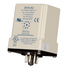 MotorSaver 3-Phase Voltage Monitor, Model 201A-AU, 190-480V, Variable Trip Point, Restart Delay, Trip Delay, and Voltage Unbalance, 8-Pin Octal BaseQ