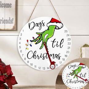 DAZONGE Christmas Decorations Welcome Sign | 2024 Christmas Countdown Advent Calendar for All Ages | 12'' Wooden Christmas Wreath with Easel for Door Wall Mantel Decor | Christmas Decor