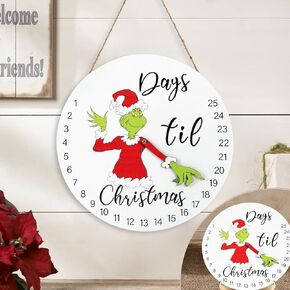 DAZONGE Christmas Decorations Welcome Sign | 2024 Christmas Countdown Advent Calendar for All Ages | 12'' Wooden Christmas Wreath with Easel for Door Wall Mantel Decor | Christmas Decor