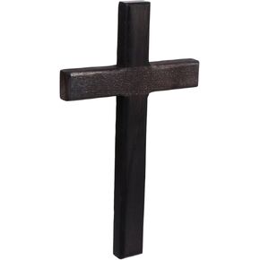 HOOTNEE Christian Wooden Cross Decor - Wall Mounted Holy Jesus Crucifix - Ideal for Home Decorations - Weddings - Party and Meditation - Divine Solid Black Wood Cross House Ornament