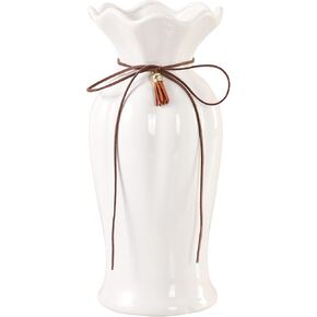 White Ceramic Vase Home Center Decoration,Bohemian Modern Living Room Flower Vase Bookshelf Fireplace Shelves Home Decor Vase Waterproof (BWhite Medium)