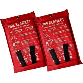 Emergency Survival Fiberglass Fire Blanket Shelter Safety Cover Ideal for The Kitchen, Fireplace, Grill, car, Camping(2Pack 39x39 in)