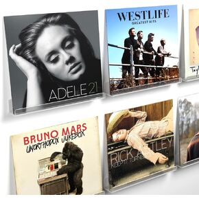 Vinyl Record Wall Mount Shelves, 8 Pack 12 inch Clear Acrylic Album Record Holder Display, Kids Bookshelf, Floating Wall Shelves for Bathroom, Bedroom, Living Room, Kitchen