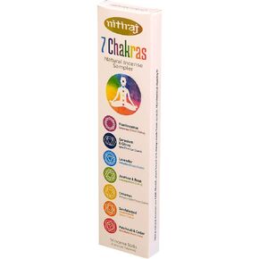 Natural Chakras Incense Sticks Slow Burning 1hr. 2 Pack (7 Chakras Sampler)