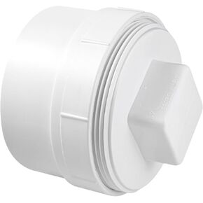 4" PVC Sewer Cleanout Adapter with Plug Pipe Fitting, PVC DWV Flush Sewer Cleanout Cap, PVC S&D Coupling, 4-Inch, Hub X Hub Connection, for use with 4-Inch Sewer and Drain Pipe
