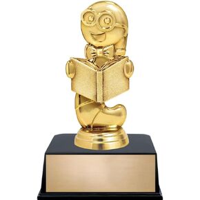 Crown Awards Reading Bookworm Trophy, 6" Reading Trophy with Custom Engraving
