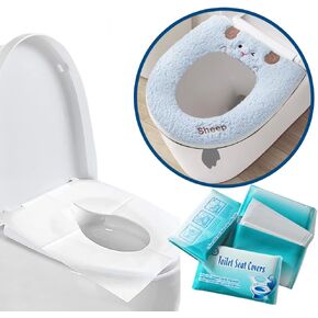 Disposable Commercial Toilet Seat Covers (60 Pack) - XL for Kids and Adults, 100% Biodegradable, Essential Travel, Camping,Trip, Hotel, School, Work, provides personal safety and hygiene