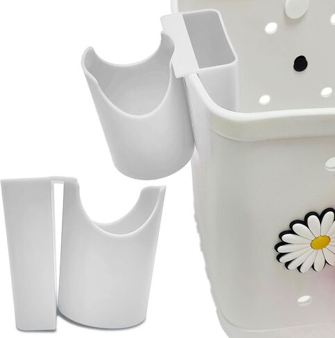Cup Phone Holder for Bogg Bag - DENZI Phone and Cup Holder with Hooks for Stanley and Yeti Set 4 pcs, Beach Bags Accessories for Bogg Bag and Simple Modern and Simply Southern Totes (White) in Saudi Arabia
