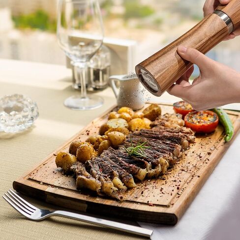 هزازات الملح والفلفل، هزازات الملح والفلفل الخشبية، مجموعة مطحنة الملح والفلفل الخشبية، مطحنة فلفل خشبية مصنوعة من البلوط، إعادة تعبئة مطحنة الملح للمطبخ، التوابل، مطحنة الملح والفلفل من 2 in Kuwait