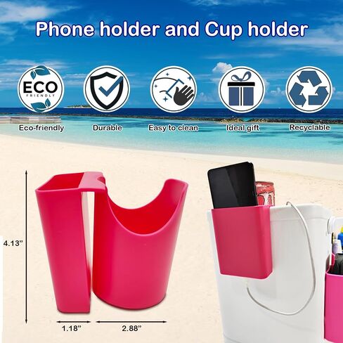 Cup Phone Holder for Bogg Bag - DENZI Phone and Cup Holder with Hooks for Stanley and Yeti Set 4 pcs, Beach Bags Accessories for Bogg Bag and Simple Modern and Simply Southern Totes (White) in Saudi Arabia