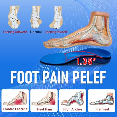 RooRuns Heavy Duty Plantar Fasciitis Arch Support Insoles Inserts Men Women, Orthotic Inserts Shoe for Flat Feet, Heel Spurs, High Arches, OverPronation, Metatarsalgia, Foot Pain Relief, L in Saudi Arabia