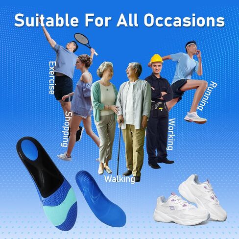 RooRuns Heavy Duty Plantar Fasciitis Arch Support Insoles Inserts Men Women, Orthotic Inserts Shoe for Flat Feet, Heel Spurs, High Arches, OverPronation, Metatarsalgia, Foot Pain Relief, L in Saudi Arabia