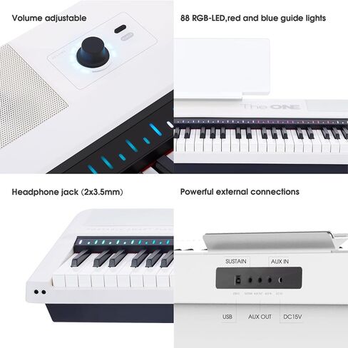 The ONE NEX Digital Piano, Piano Keyboard with 88 Hammer Action Keys for Beginner/Professional, Full Size Weighted Keyboard with Teaching LED Lights, Supports USB/Audio/Headphones/Sustain Pedal in Saudi Arabia
